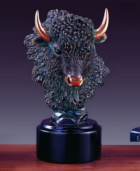 Buffalo Sculptural Portraiture Bust of Bison Head Figure Head Art